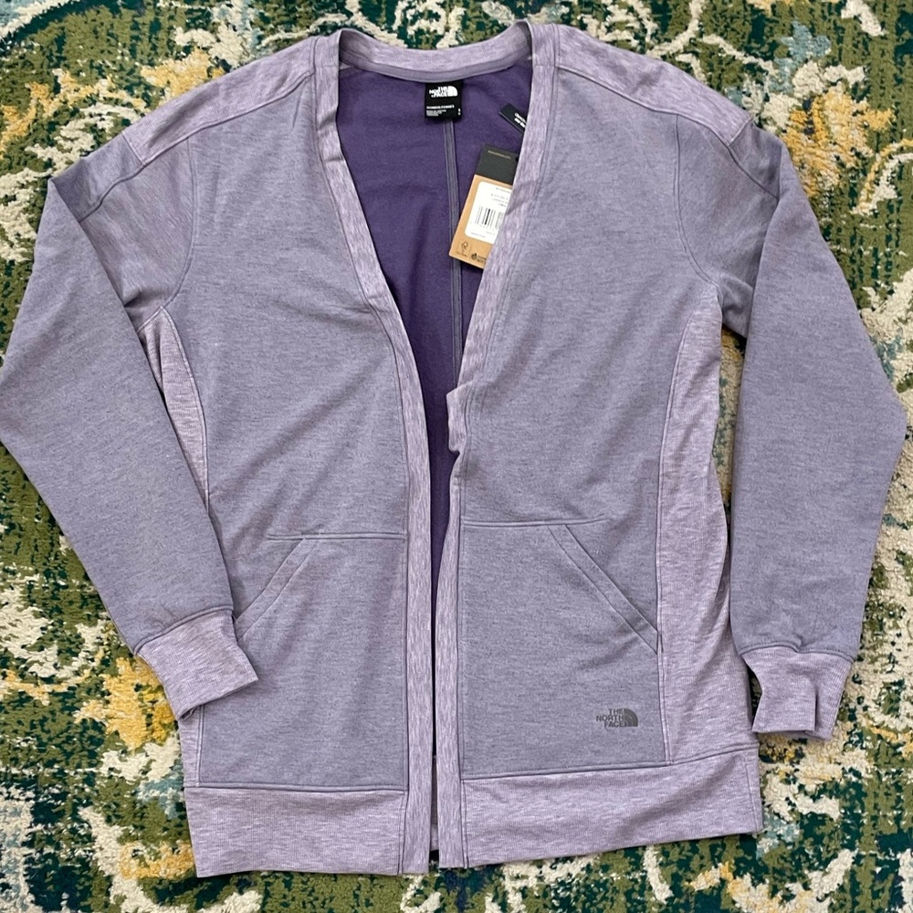 NEW $110 The North Face women fleece cardigan jacket lunar slate purple